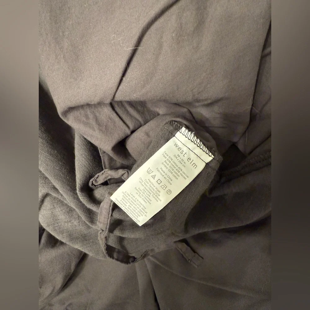 West Elm Queen Velvet Dark Grey Duvet Cover